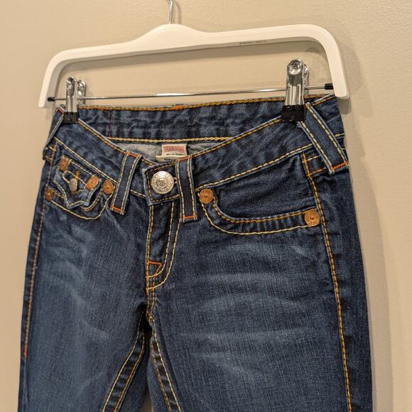 True Religion Johnny Jeans Flared Low Rise Flap Pocket Western Y2K - Size 26 - Picture 3 of 9